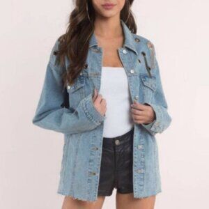 Metal Fringe & Grommet Denim Jacket